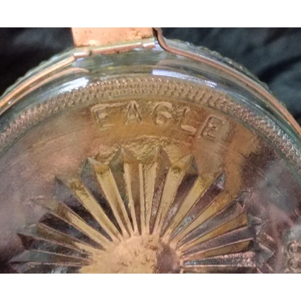 Pair of Vintage Clear Glass Eagle Oil Lamps with Hangers